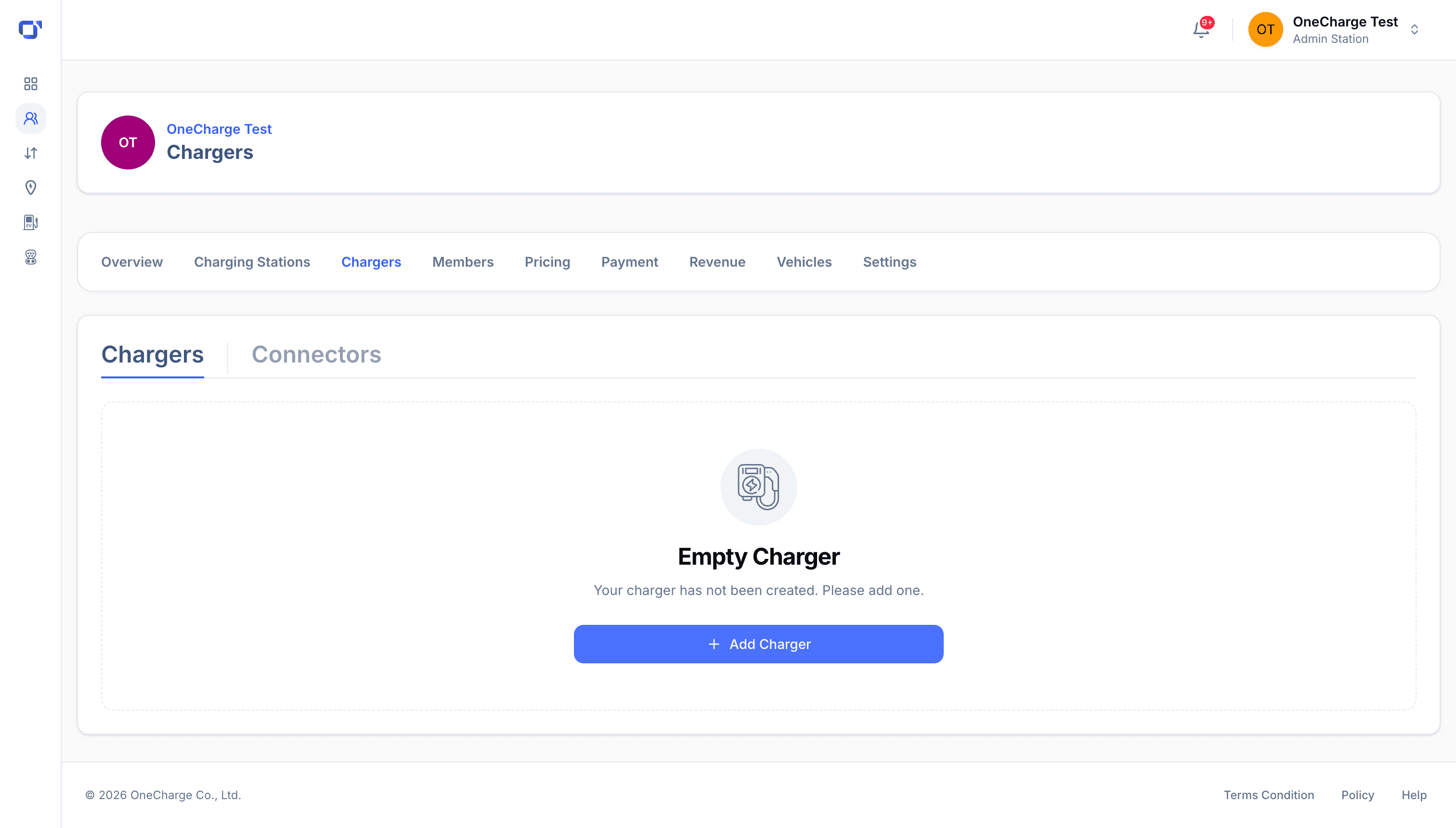 Chargers tab, empty state
