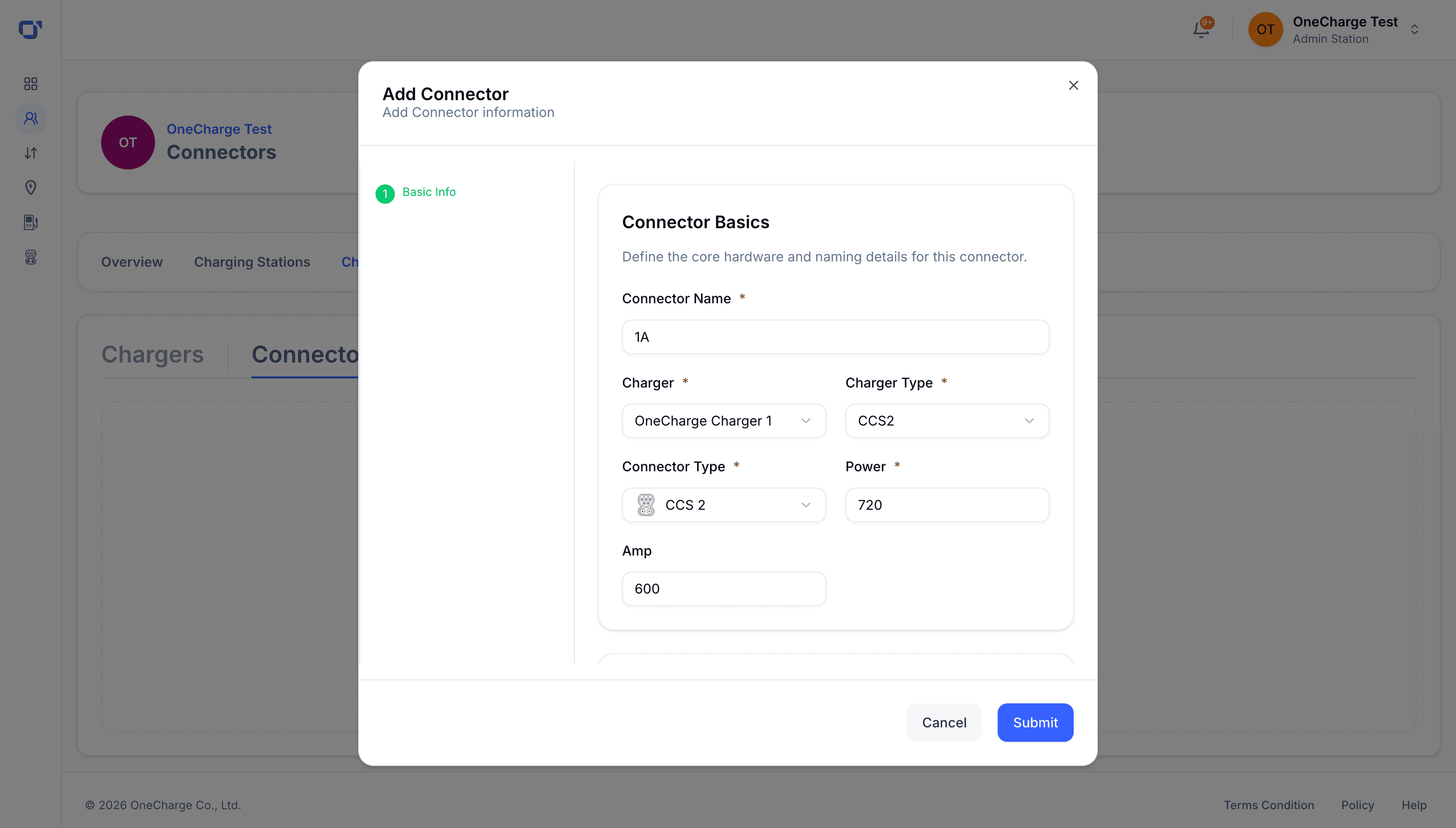 Add Connector modal, connector basics