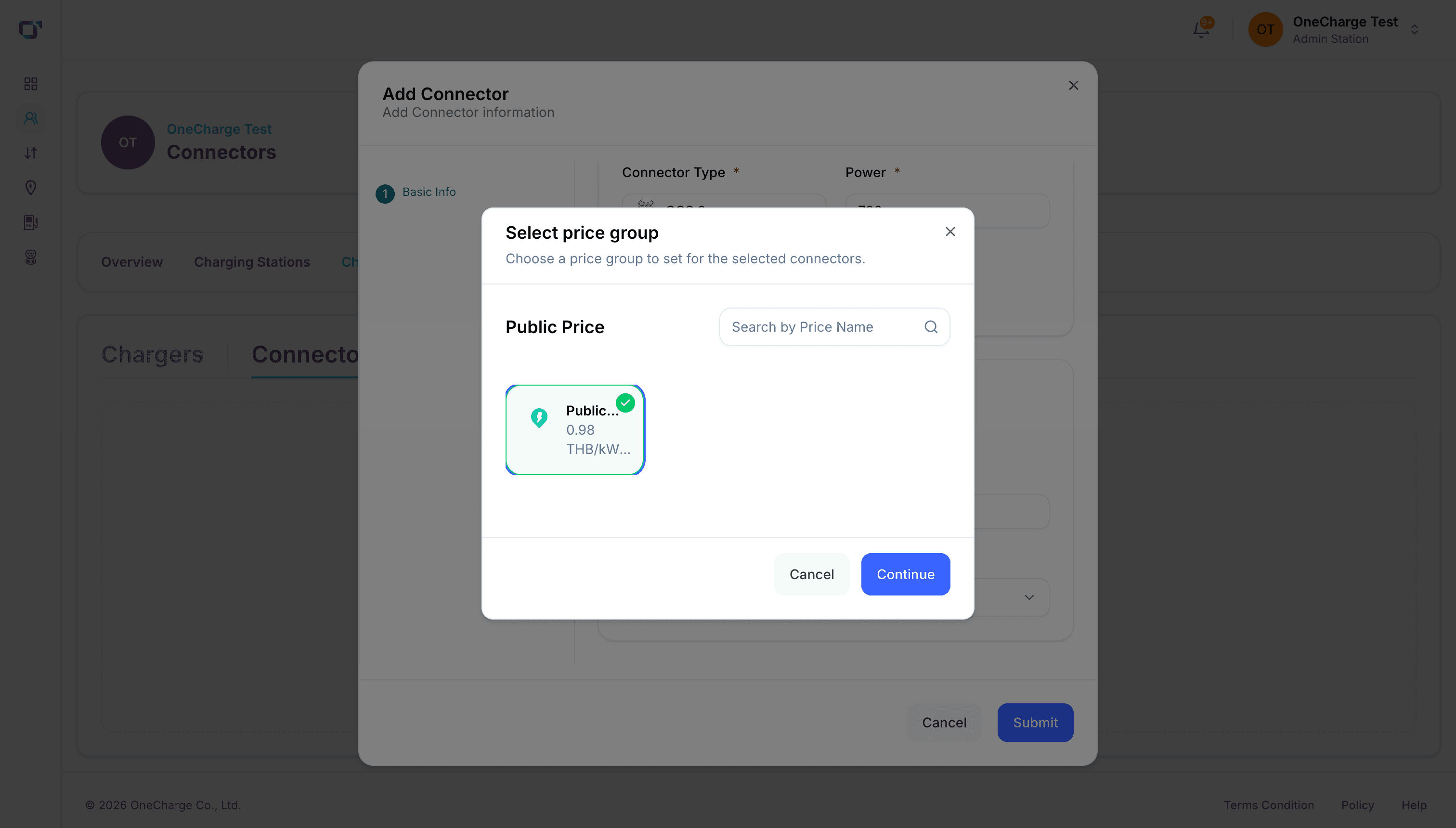 Select price group modal