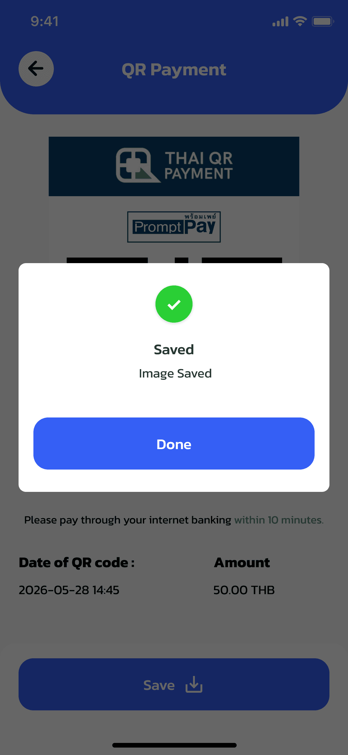 OneCharge driver app — scan the QR code to complete payment